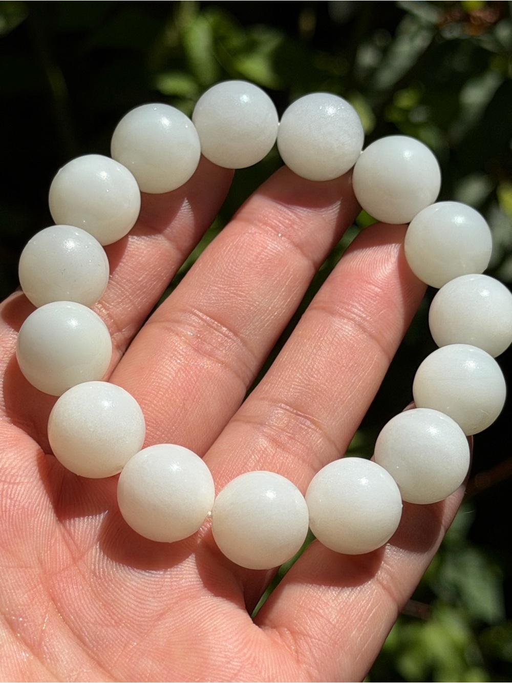14mm stretchable white xiuyu jade bracelet 1818